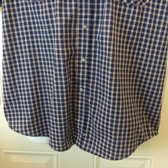 (3/$20) Plains blue plaid Pearl snap shirt - Picture 3 of 13